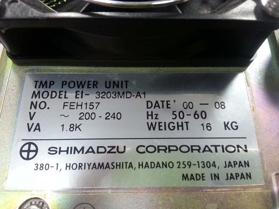 Shimadzu EI-3203MD-A1 Turbo Molecular Pump Control